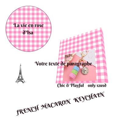Paris Macaron Keychain – Eiffel Tower Charm & Pink Bow