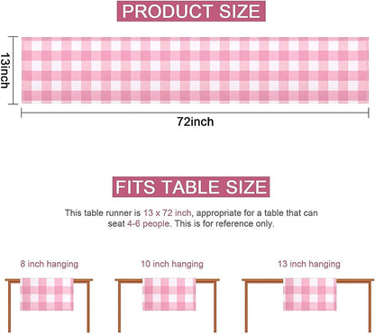 Charming Pink & White Gingham Table Runner - Perfect for Valentine’s Day, Birthdays & Seasonal Celebrations! 72-Inch Stylish Plaid Dresser Cover