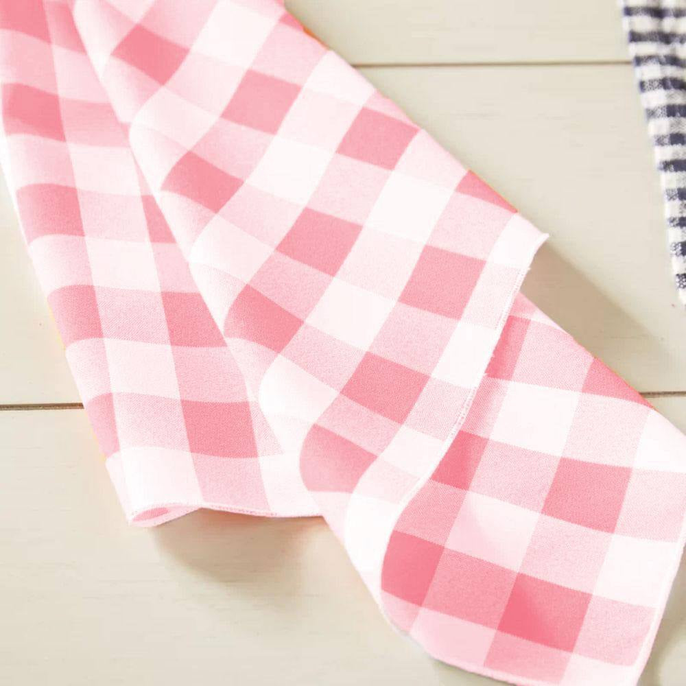 18 In. X 18 In. White and Pink Gingham Checkered Napkins (Pack of 10)