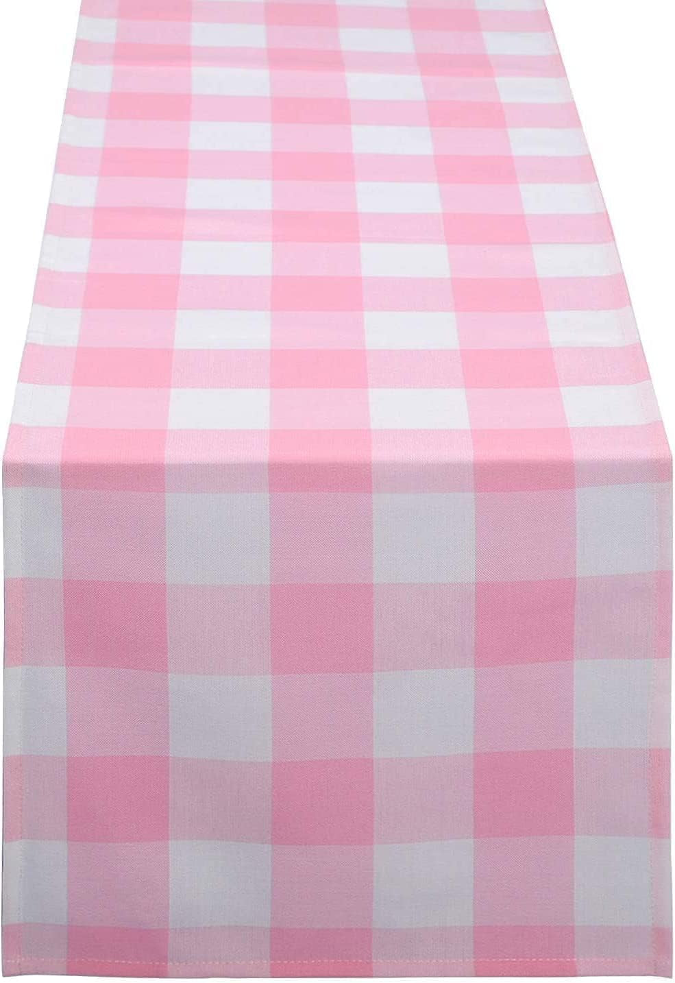 Charming Pink & White Gingham Table Runner - Perfect for Valentine’s Day, Birthdays & Seasonal Celebrations! 72-Inch Stylish Plaid Dresser Cover